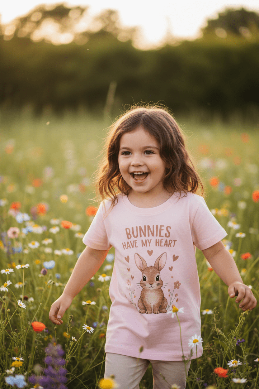 Toddler T-Shirt — "Bunnies Have My Heart" Cute Woodland Bunny Kids TeeEmber Spirit Apparel
