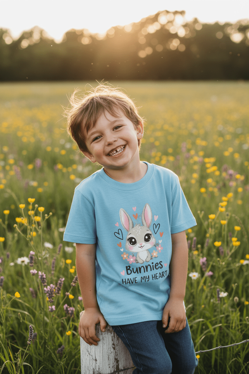 Toddler T-Shirt — "Bunnies Have My Heart" Cute Woodland Bunny Kids TeeEmber Spirit Apparel