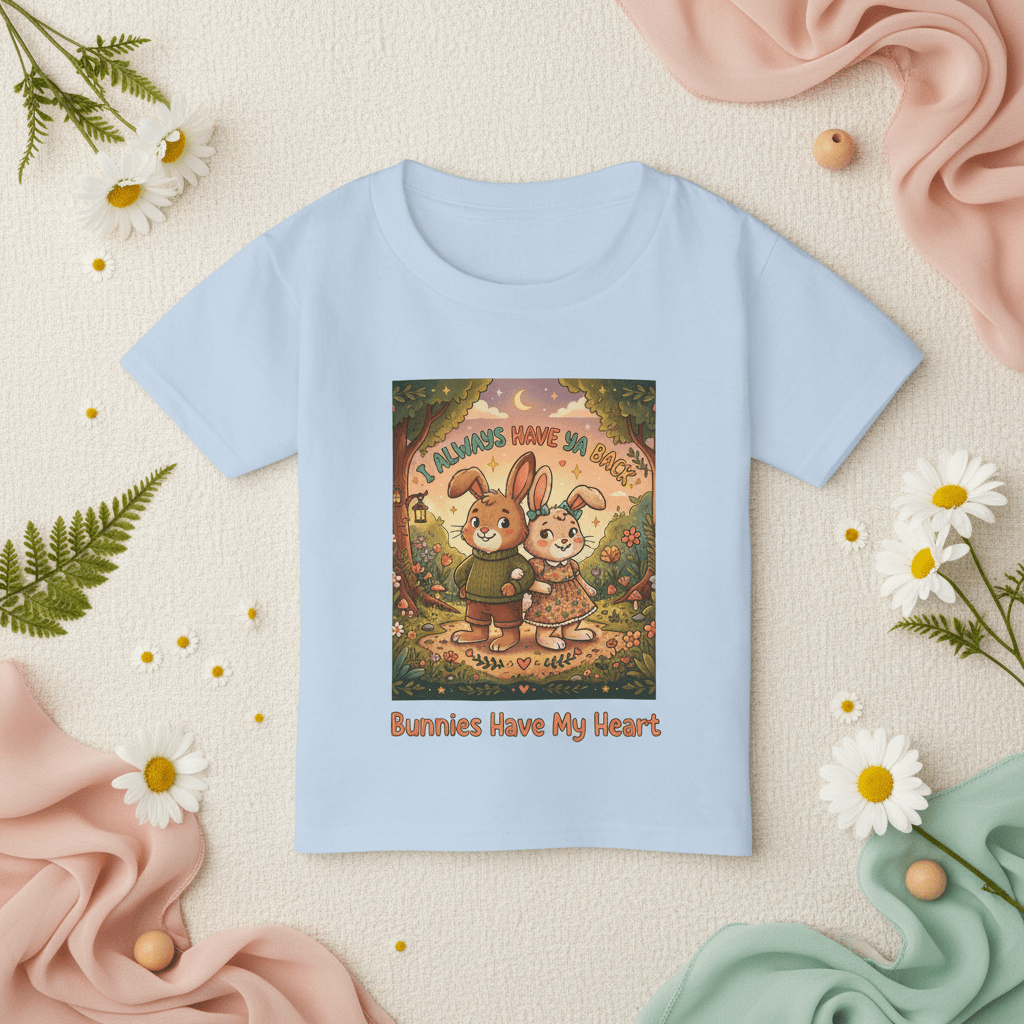 Toddler T-Shirt — "Bunnies Have My Heart" Cute Woodland Bunny Kids TeeEmber Spirit Apparel