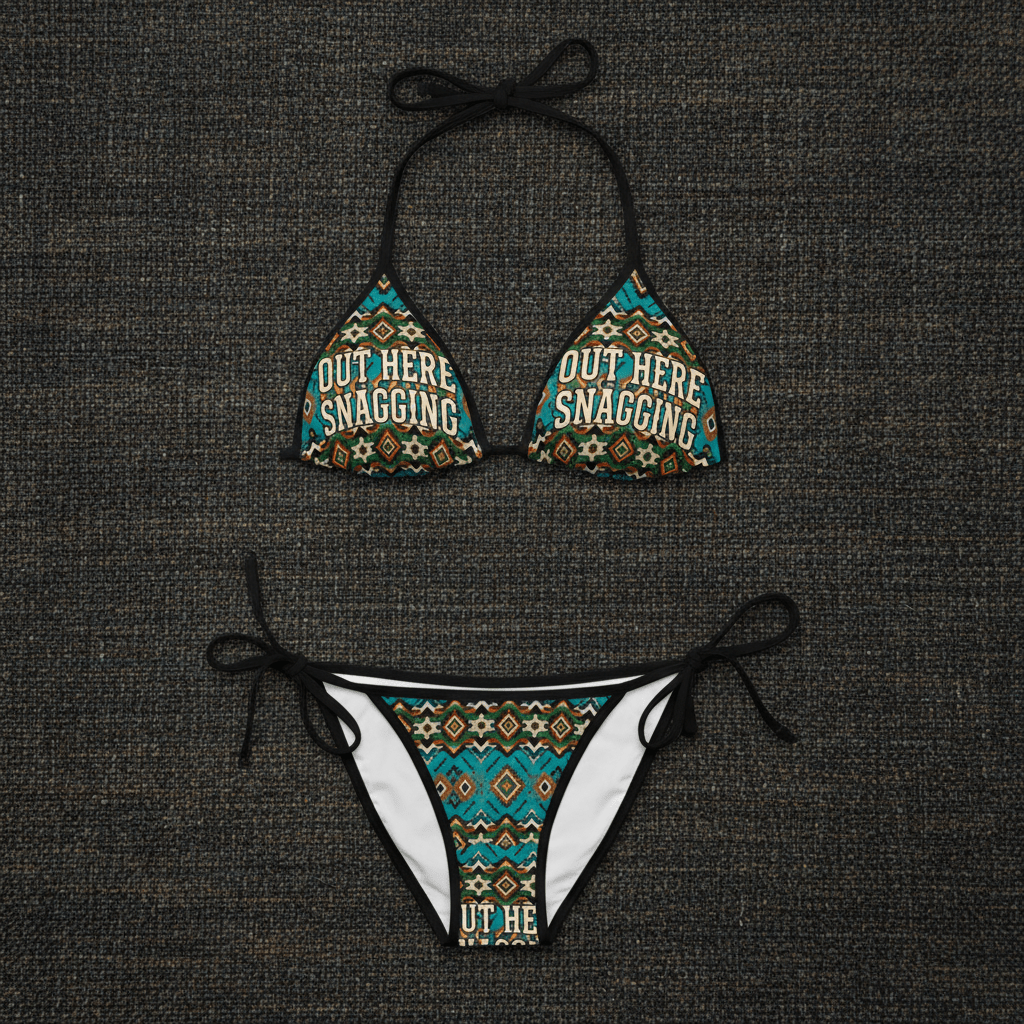 Tribal Teal Bikini – 'Out Here Snagging' Triangle SwimsuitEmber Spirit Apparel