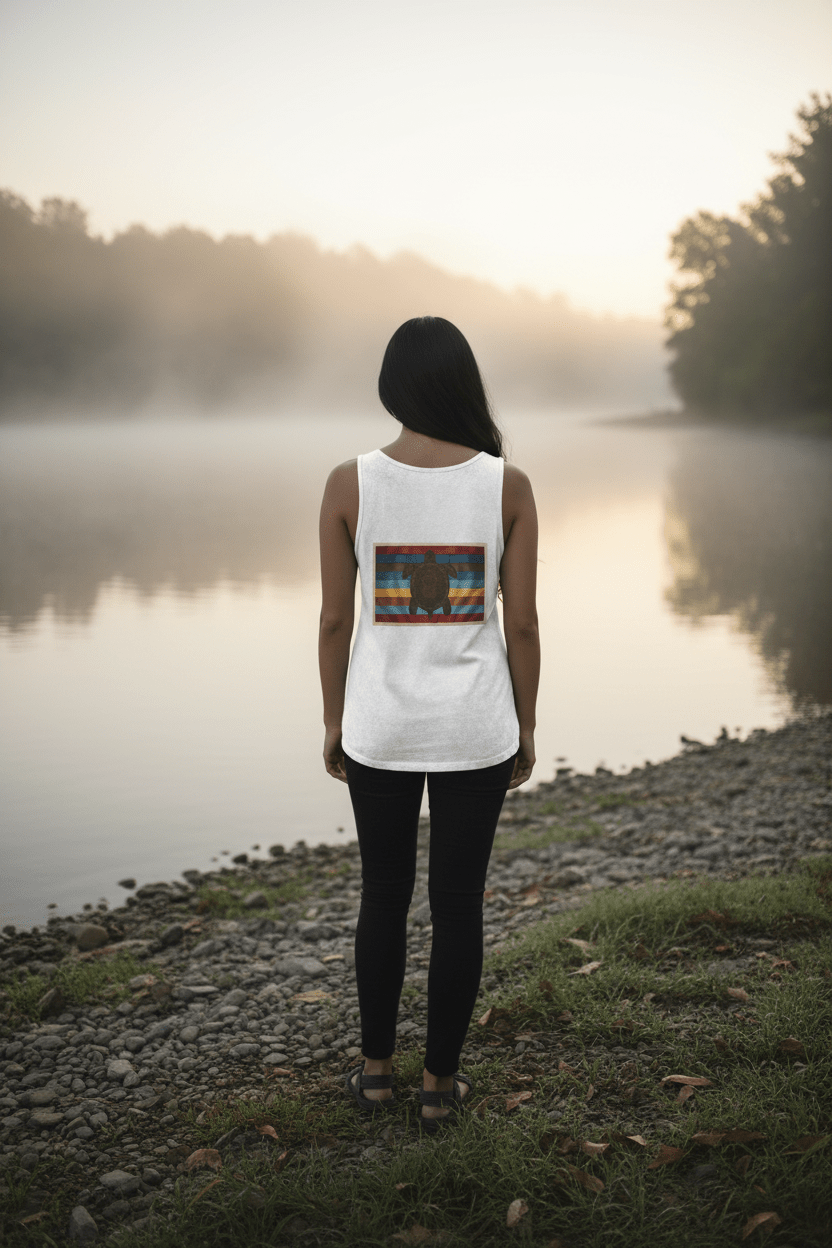 Turtle Island Retro Tank — Vintage Graphic Garment - Dyed TankEmber Spirit Apparel