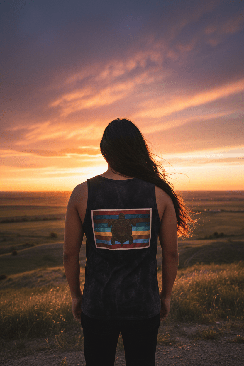 Turtle Island Retro Tank — Vintage Graphic Garment - Dyed TankEmber Spirit Apparel