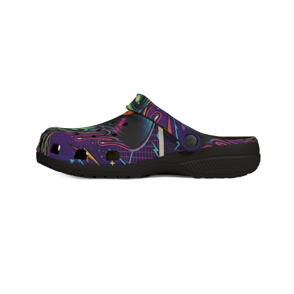 Alien Vinyl UFO Foam Shoes pair view — unisex clog charms anti-slip sole | Ember Spirit Apparel