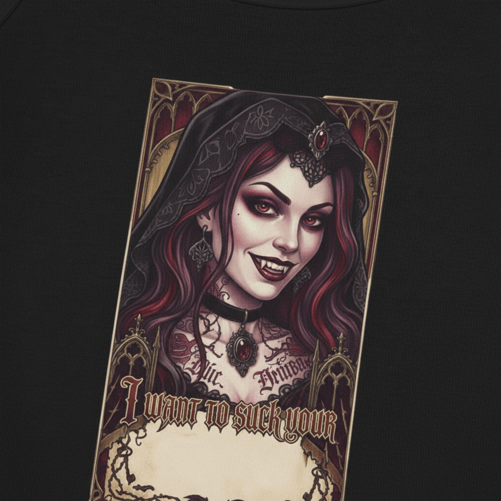 Vampire Gothic Crop Tank — Vintage Vampire Portrait Women's Spaghetti Strap TankEmber Spirit Apparel