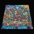 Velveteen Plush Blanket — Peace, Love & Magic Tie-Dye Deer ThrowEmber Spirit Apparel