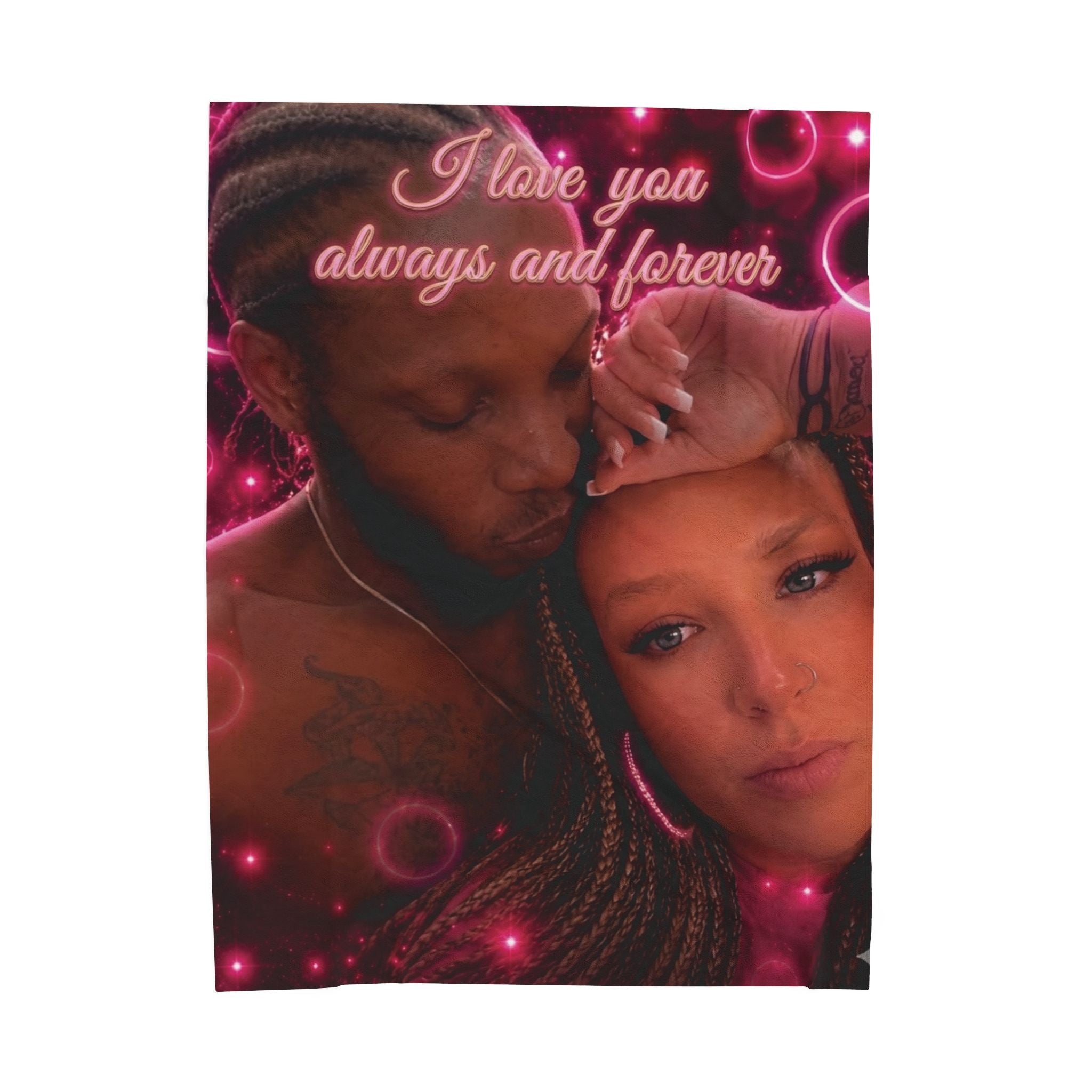 Velveteen Plush Blanket – Personalized Photo Love Throw (I Love You Always and Forever)Ember Spirit Apparel