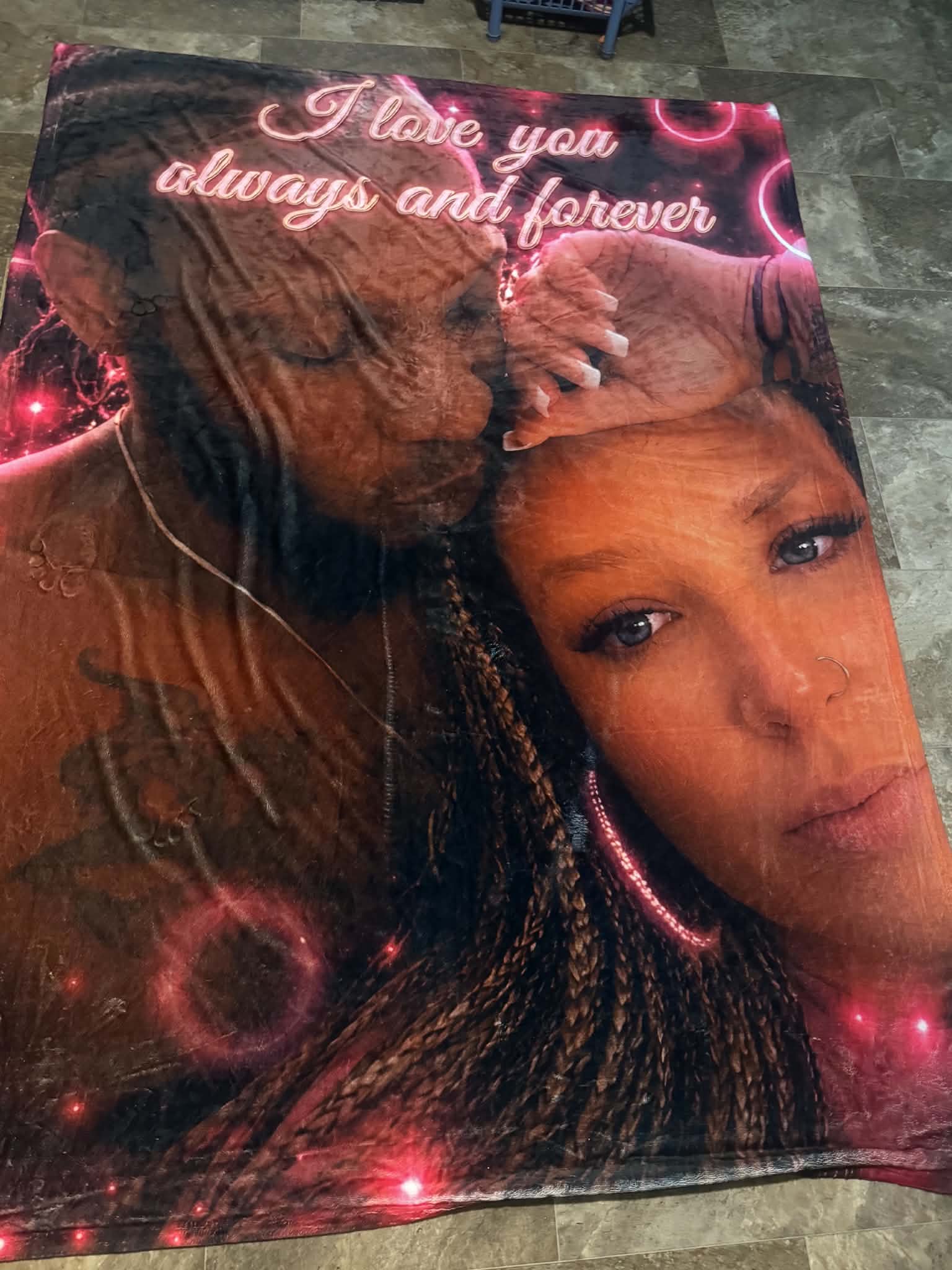 Velveteen Plush Blanket – Personalized Photo Love Throw (I Love You Always and Forever)Ember Spirit Apparel