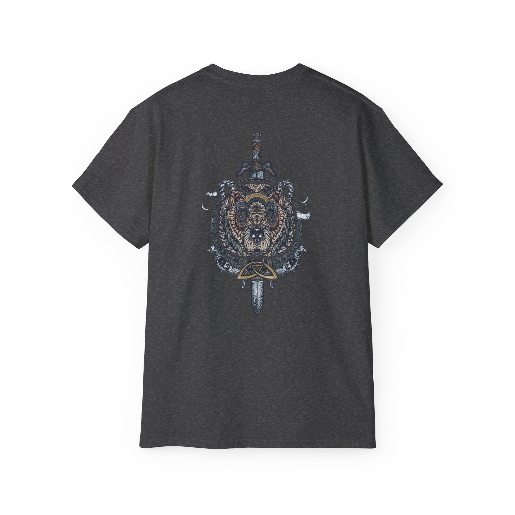 Viking Shield & Sword Graphic Tee — Norse Warrior Crest T-ShirtEmber Spirit Apparel
