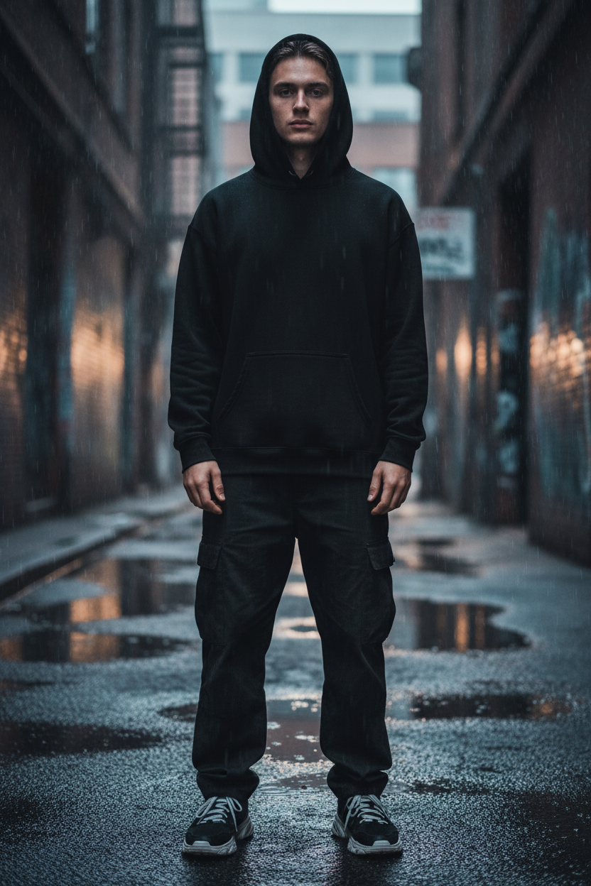 Wolf Hoodie Black Front