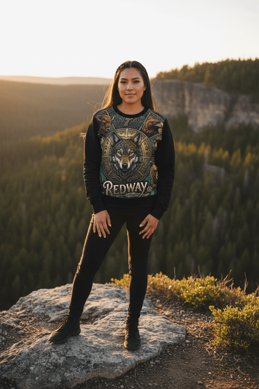Wolf of the 'Redway' path, Lightweight SweatshirtEmber Spirit Apparel