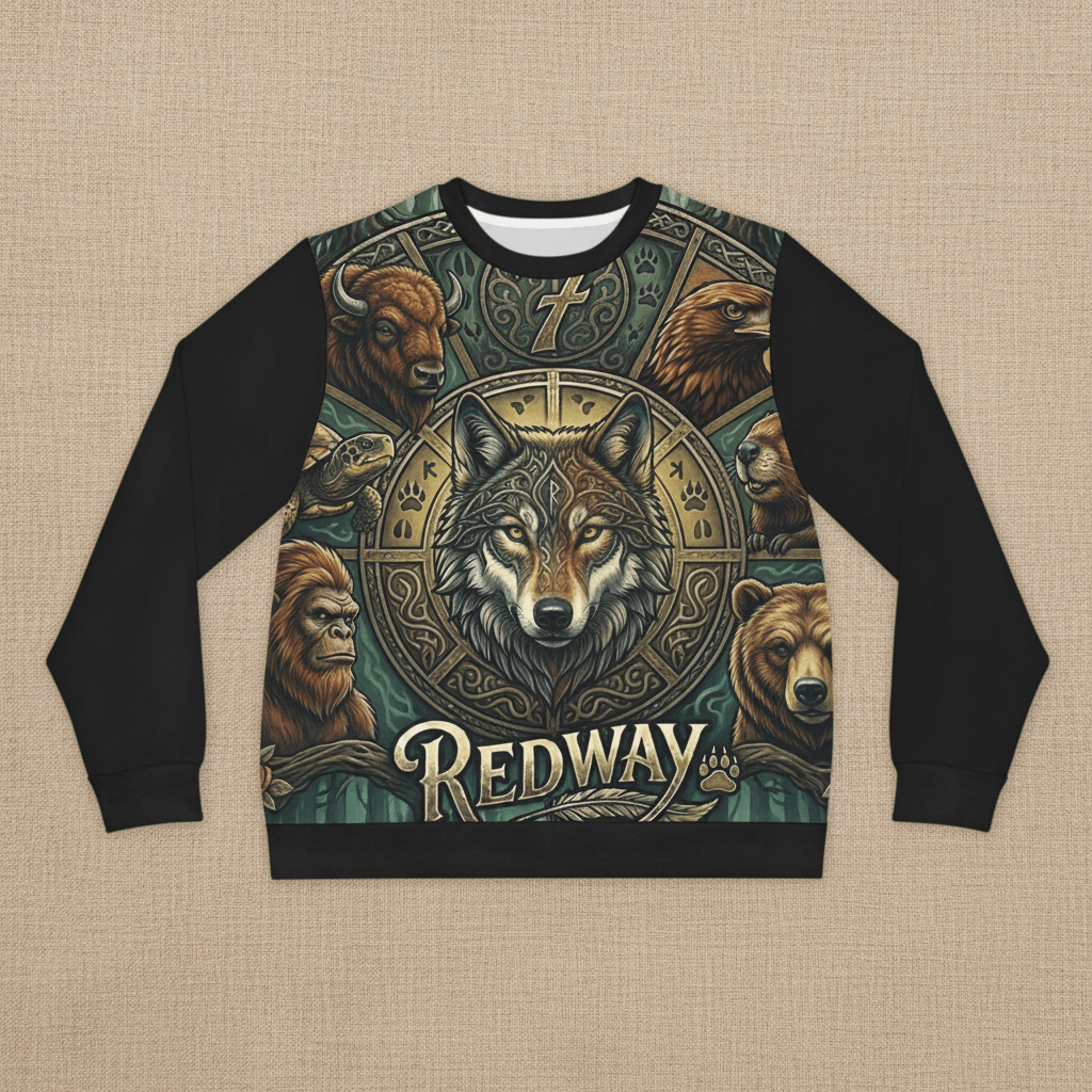 Wolf of the 'Redway' path, Lightweight SweatshirtEmber Spirit Apparel