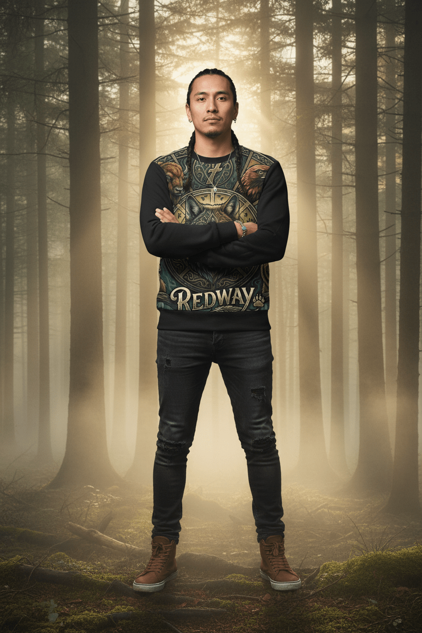Wolf of the 'Redway' path, Lightweight SweatshirtEmber Spirit Apparel