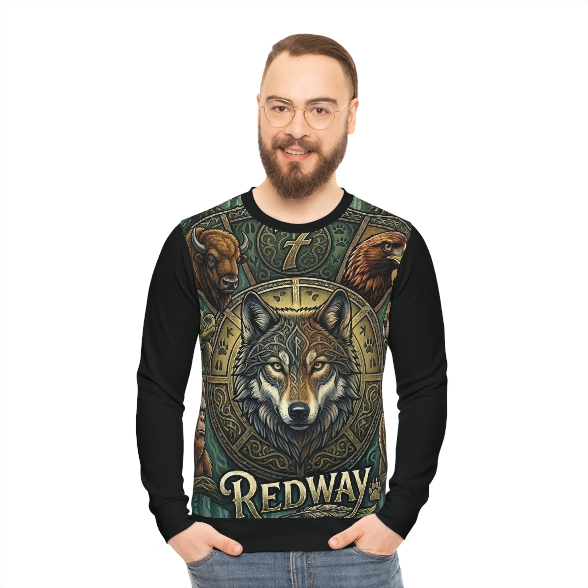 Wolf of the 'Redway' path, Lightweight SweatshirtEmber Spirit Apparel