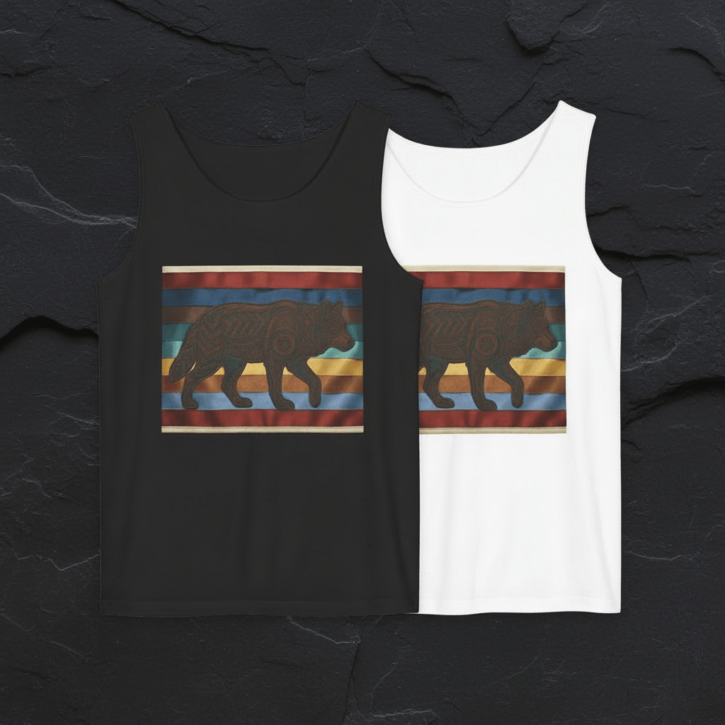 Wolf Spirit Retro Tank — Vintage Graphic Garment - Dyed TankEmber Spirit Apparel