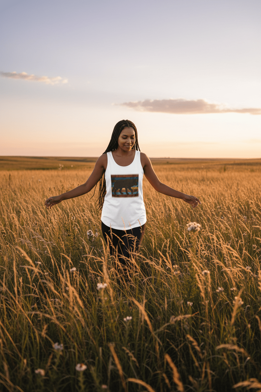Wolf Spirit Retro Tank — Vintage Graphic Garment - Dyed TankEmber Spirit Apparel