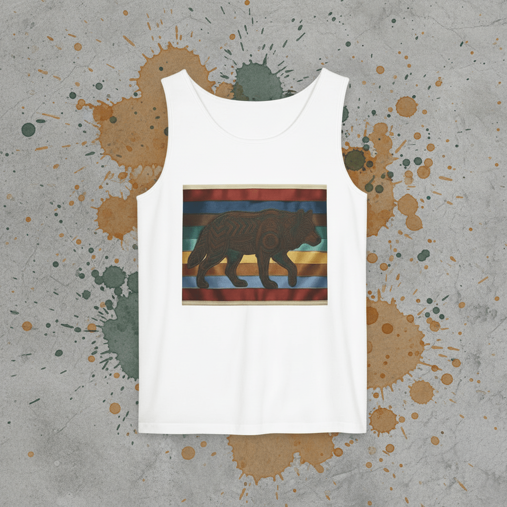Wolf Spirit Retro Tank — Vintage Graphic Garment - Dyed TankEmber Spirit Apparel