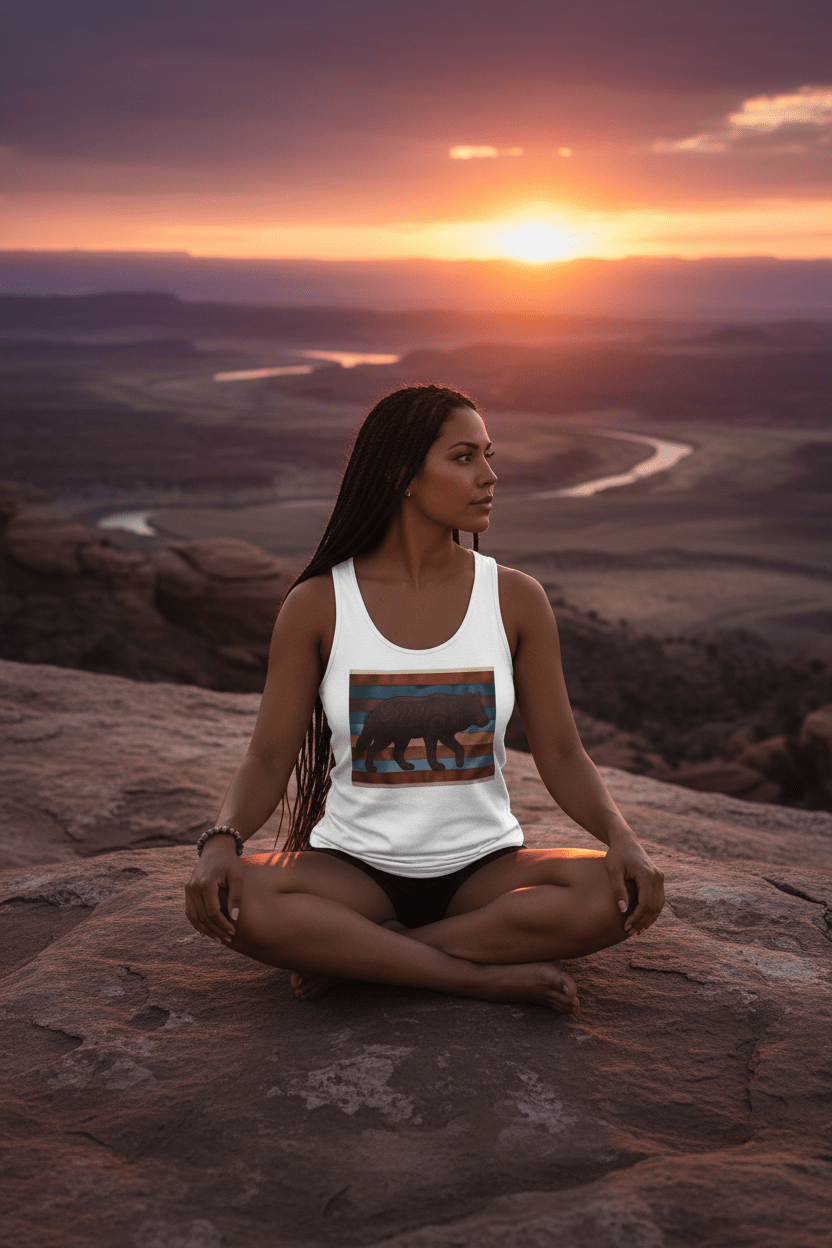 Wolf Spirit Retro Tank — Vintage Graphic Garment - Dyed TankEmber Spirit Apparel