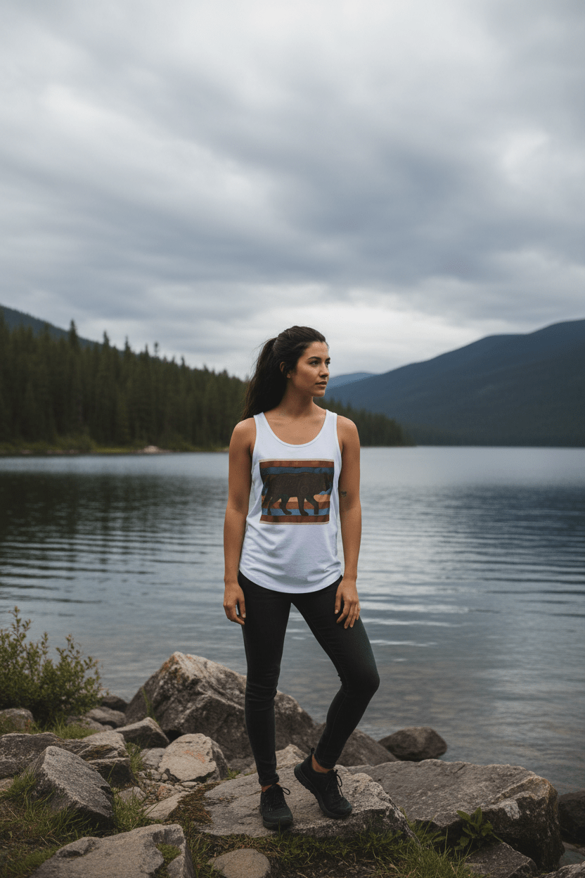 Wolf Spirit Retro Tank — Vintage Graphic Garment - Dyed TankEmber Spirit Apparel