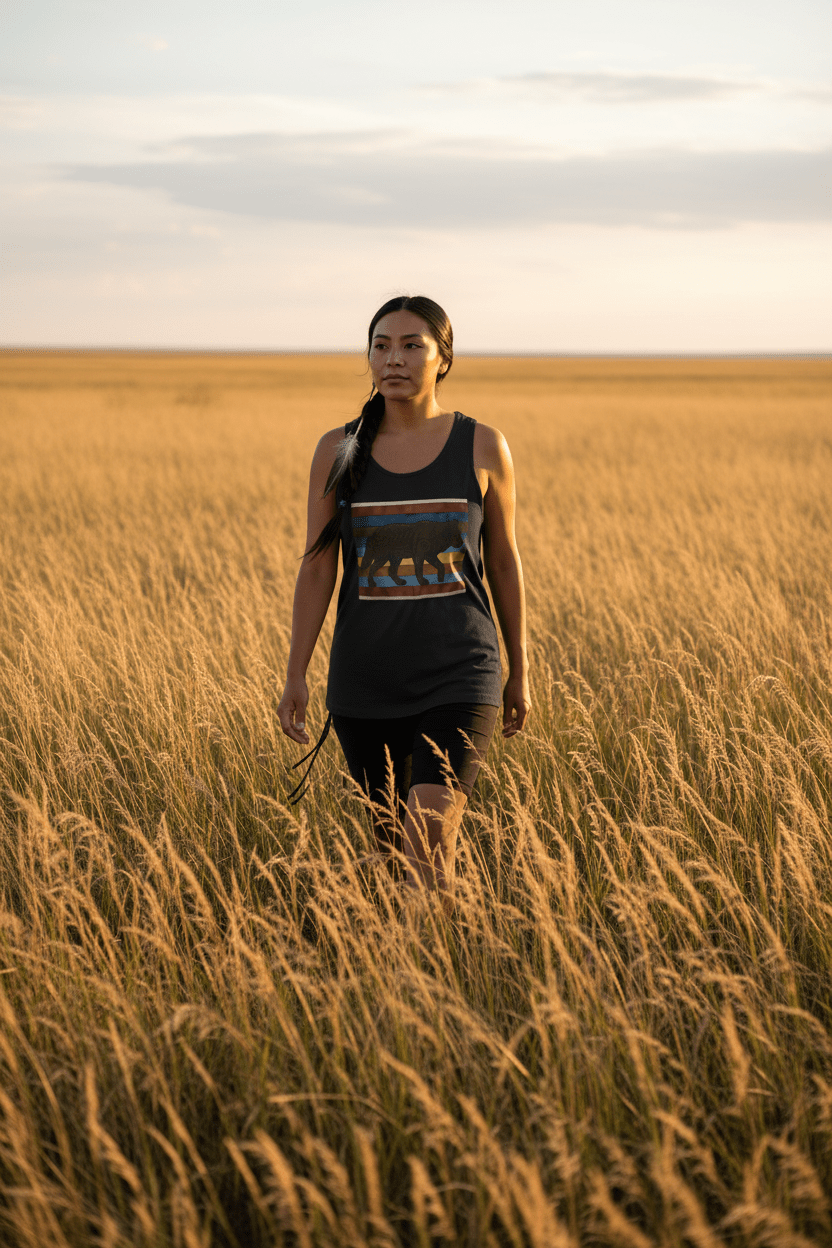 Wolf Spirit Retro Tank — Vintage Graphic Garment - Dyed TankEmber Spirit Apparel