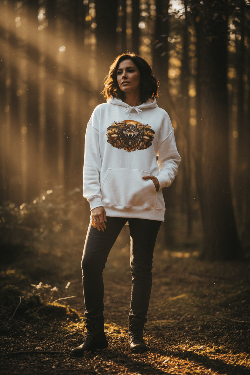 Wolf Symbol Hoodie — First Nations Humility TributeEmber Spirit Apparel