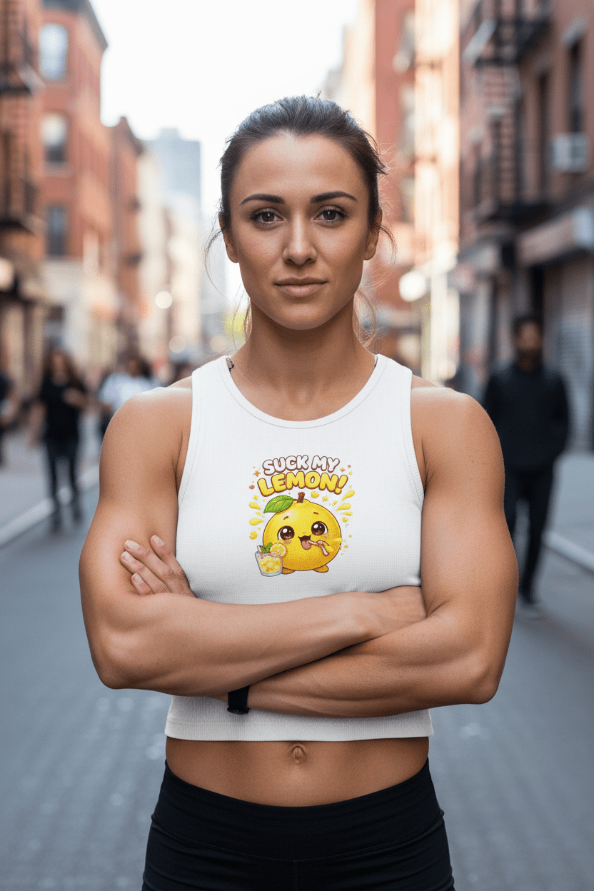 Women's Baby Rib Tank — 'Suck My Lemon' Funny Inside-Joke Tank TopEmber Spirit Apparel