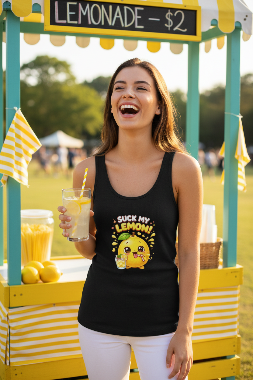 Women's Baby Rib Tank — 'Suck My Lemon' Funny Inside-Joke Tank TopEmber Spirit Apparel