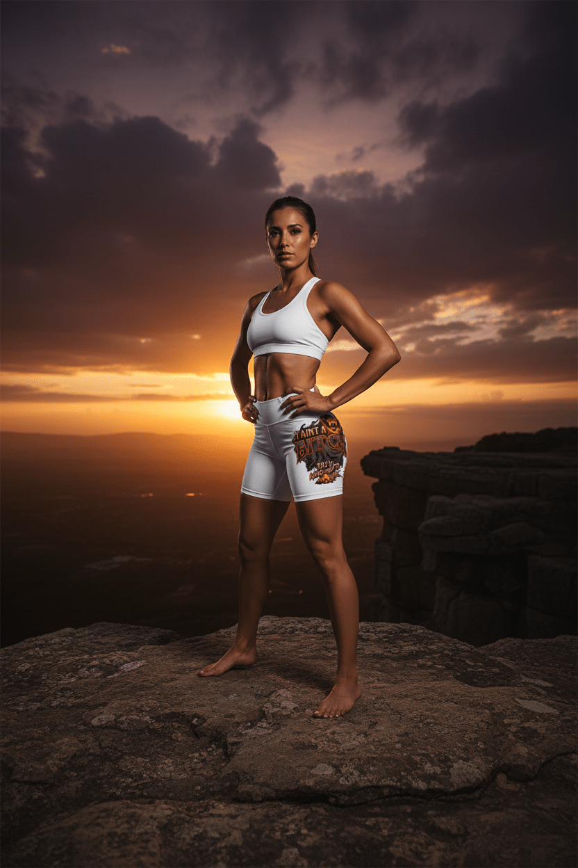 Women's Bold Statement Yoga Shorts — Empowerment Graphic AOPEmber Spirit Apparel