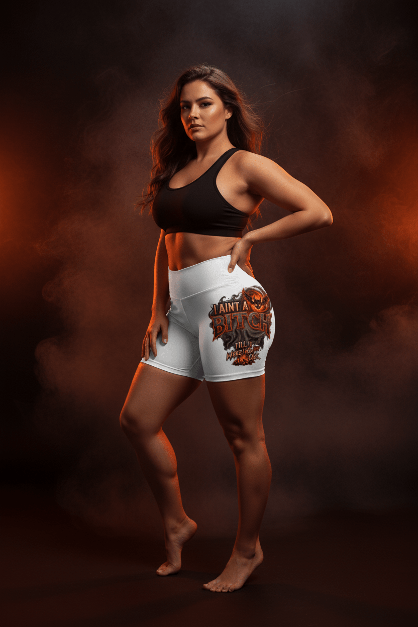 Women's Bold Statement Yoga Shorts — Empowerment Graphic AOPEmber Spirit Apparel