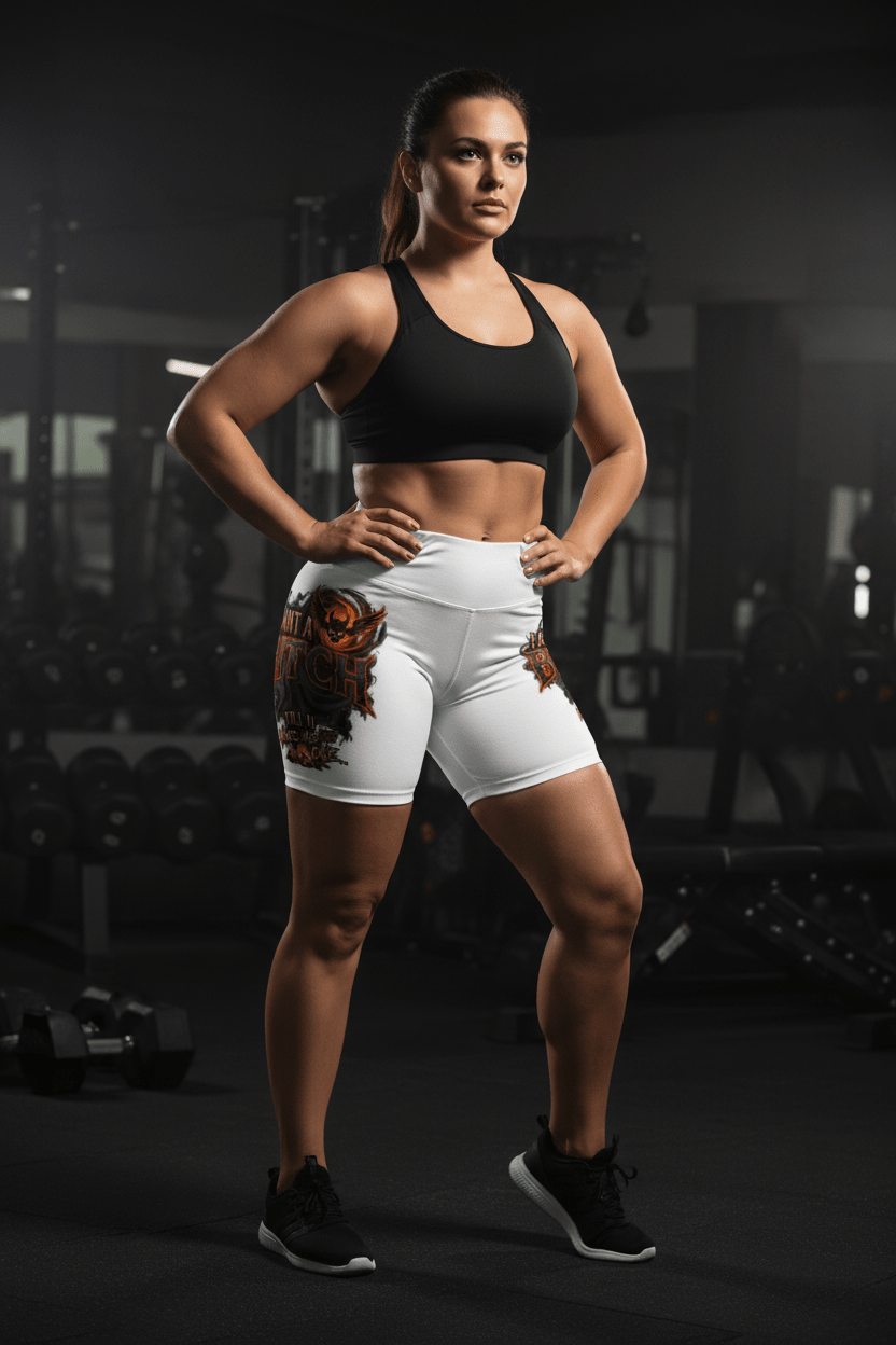 Women's Bold Statement Yoga Shorts — Empowerment Graphic AOPEmber Spirit Apparel