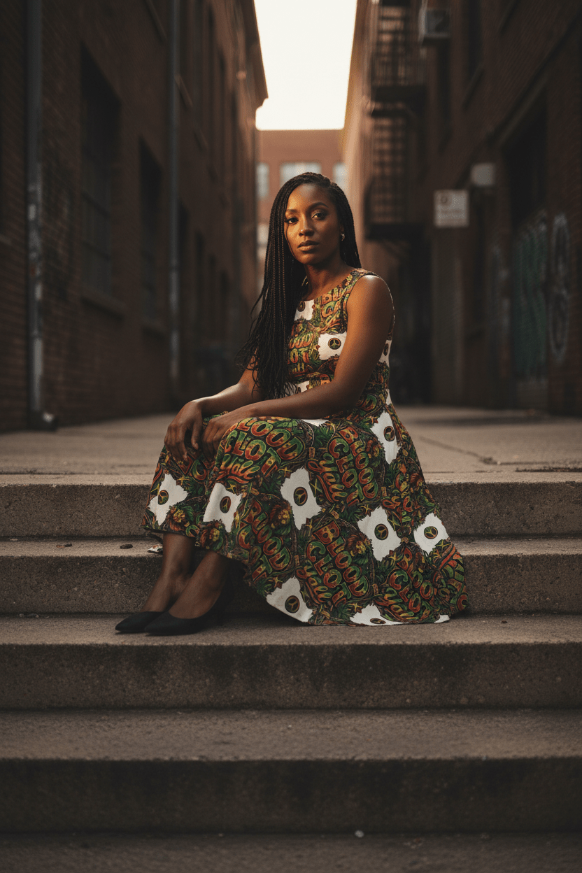 Women's Skater Dress — Bold "Blood Clot Y'all" Graphic Floral Rasta PrintEmber Spirit Apparel