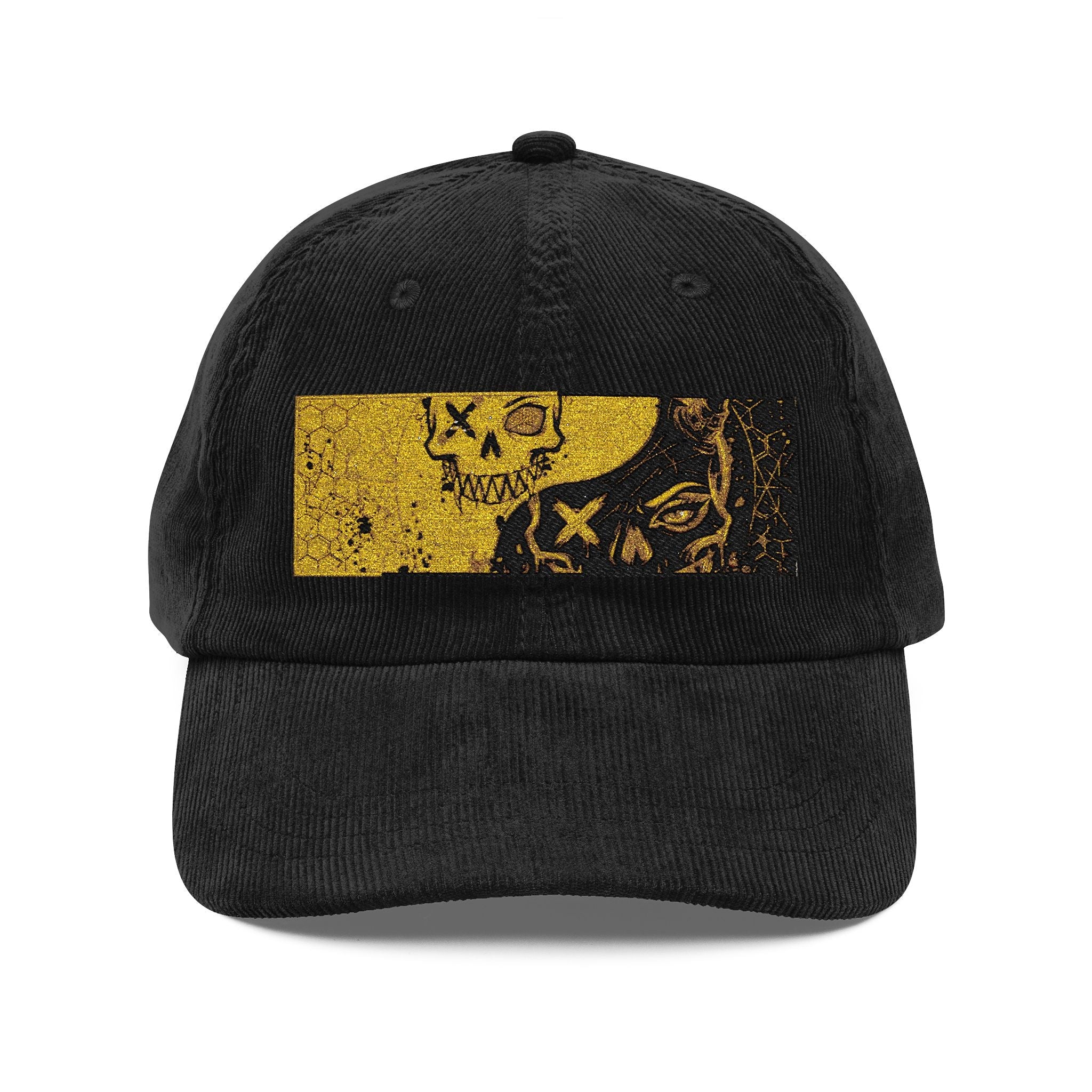 Women's Ying Yang Black/Yellow Vintage Corduroy Cap (Embroidery)Ember Spirit Apparel