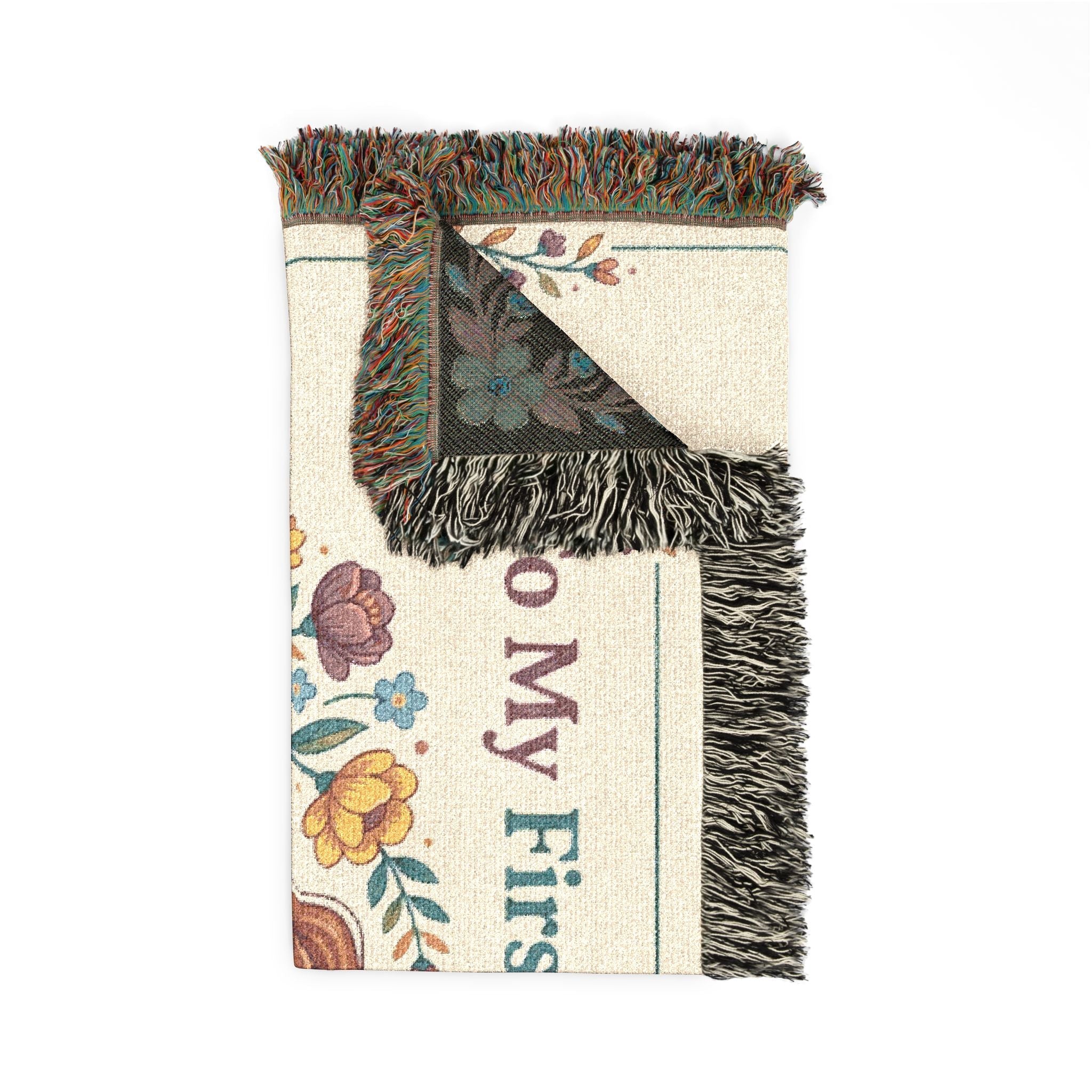 Woven Blanket — "To My First, Dearest Light" Nursery Throw with Mother & Child IllustrationEmber Spirit Apparel