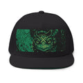 Yin Yang Green Turtle Embroidered Flat Bill Cap — Balance in Mother Nature -front