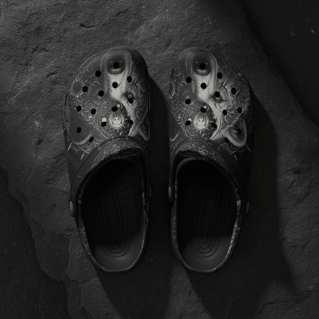 Yin Yang Nordic Bear EVA Foam Shoes — All - Over PrintEmber Spirit Apparel