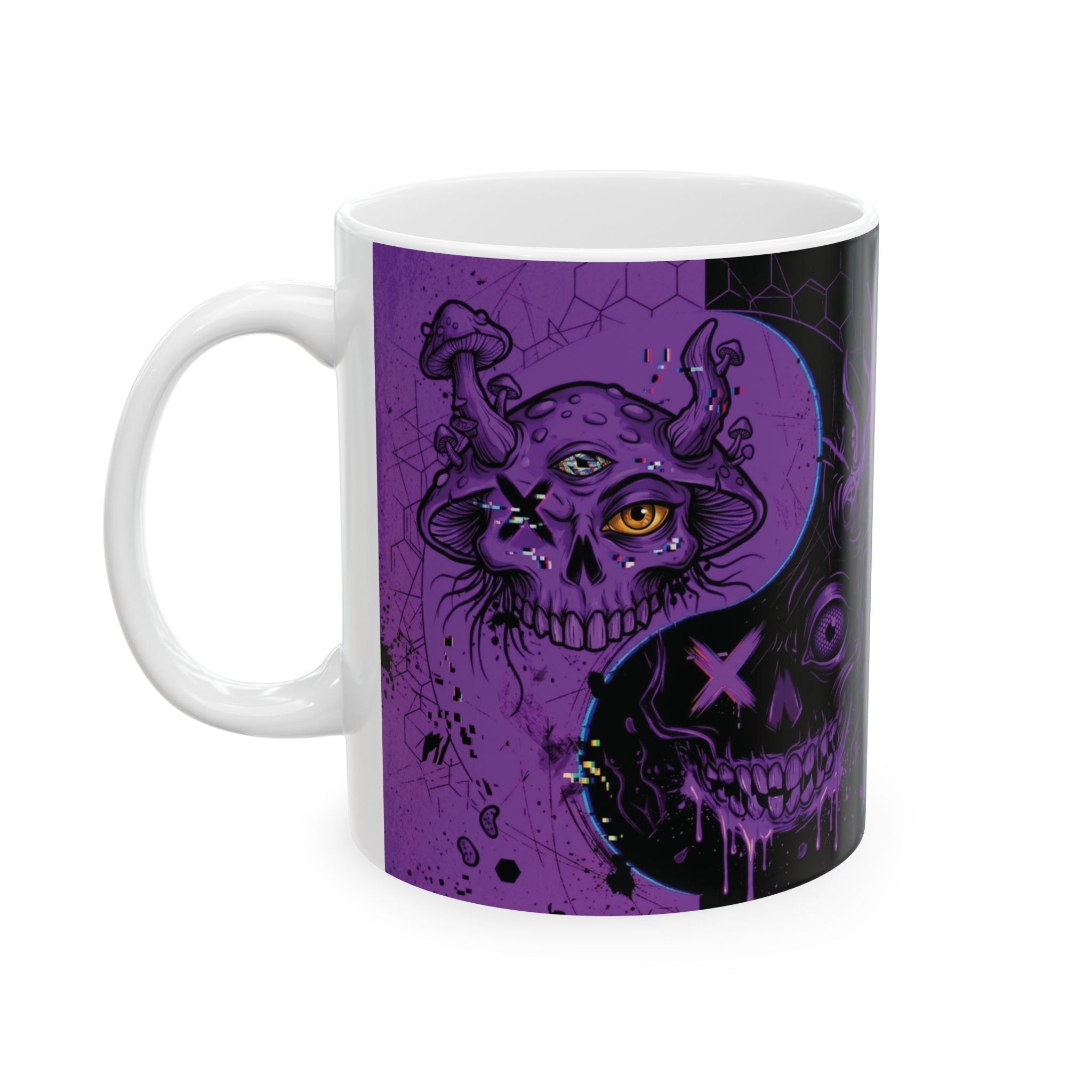Ying Yang Purple Mushroom - Keep Teaching & Walking The Red Road - Ceramic Mug, (11oz, 15oz)Ember Spirit Apparel