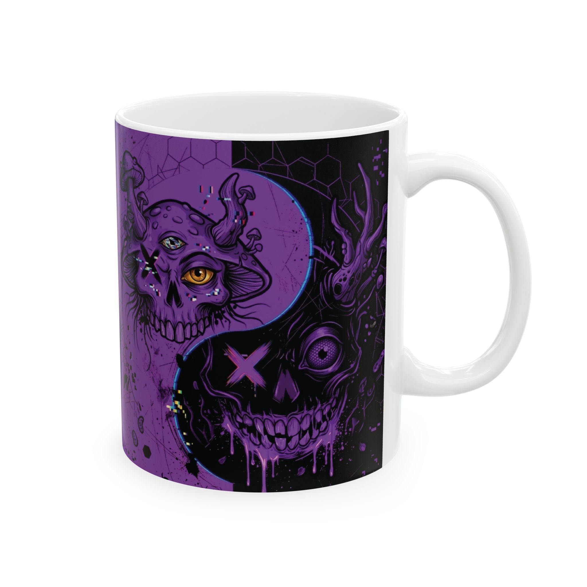 Ying Yang Purple Mushroom - Keep Teaching & Walking The Red Road - Ceramic Mug, (11oz, 15oz)Ember Spirit Apparel