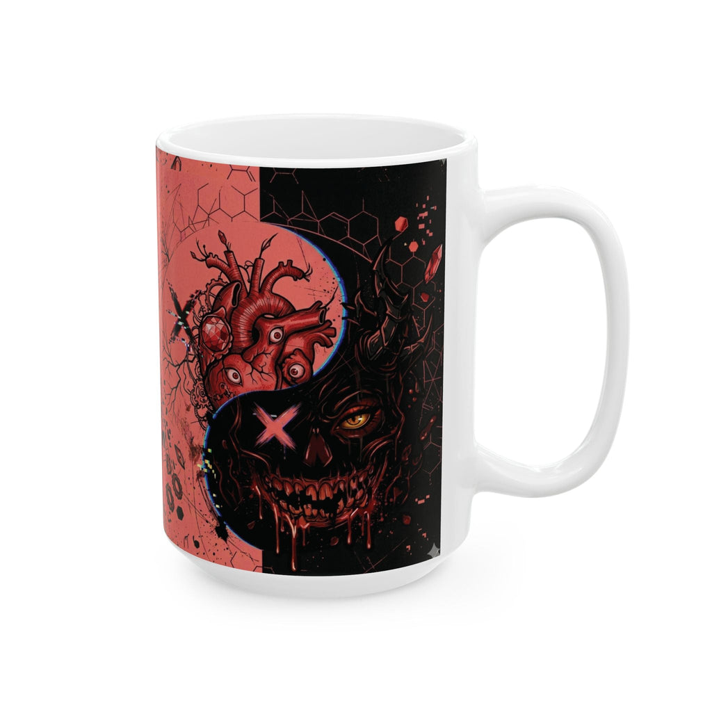 Ying Yang Red Heart - Keep Teaching & Walking The Red Road - Ceramic Mug, (11oz, 15oz)Ember Spirit Apparel