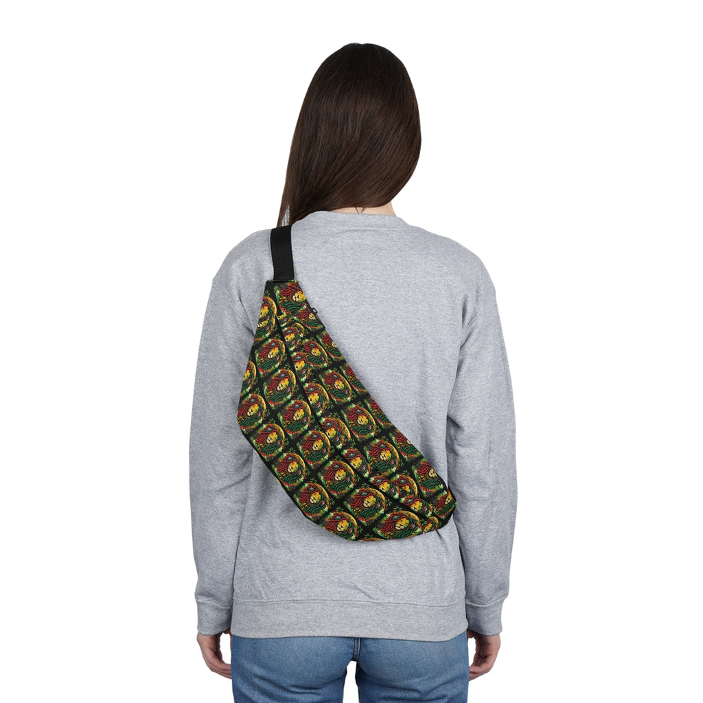 Rasta Lion Pattern Fanny Pack – Large Hip Bag with Reggae ColorsEmber Spirit Apparel