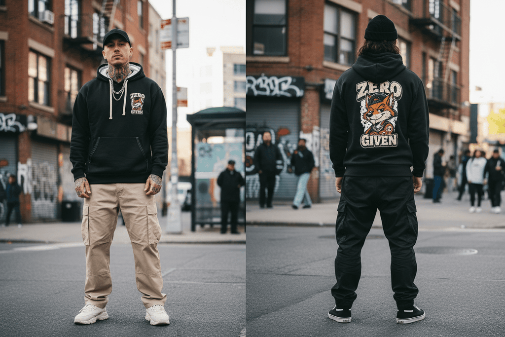 Zero Fox Given Hoodie, ghost mannequin shot, structured silhouette