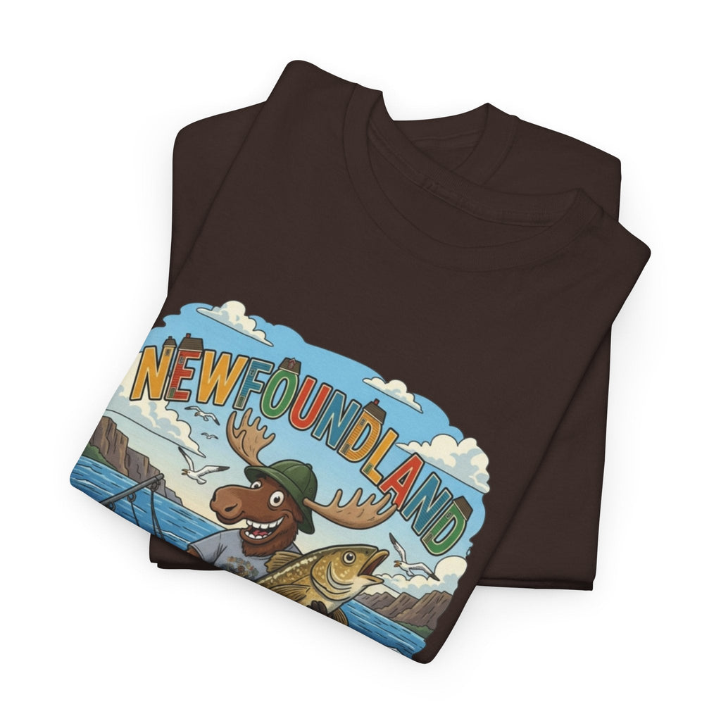 Newfoundland Fishing Moose Tee – Unisex Graphic ShirtEmber Spirit Apparel