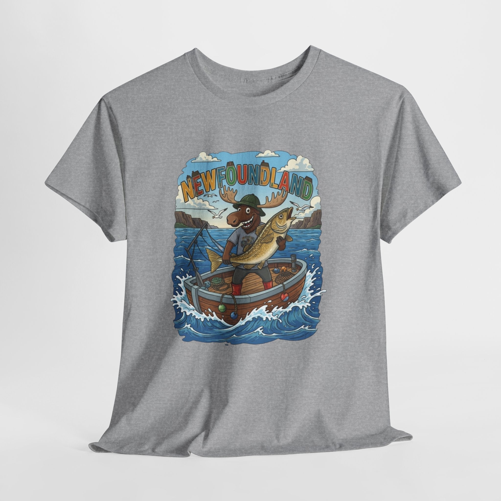 Newfoundland Fishing Moose Tee – Unisex Graphic ShirtEmber Spirit Apparel