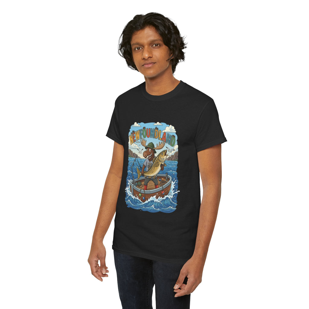 Newfoundland Fishing Moose Tee – Unisex Graphic ShirtEmber Spirit Apparel