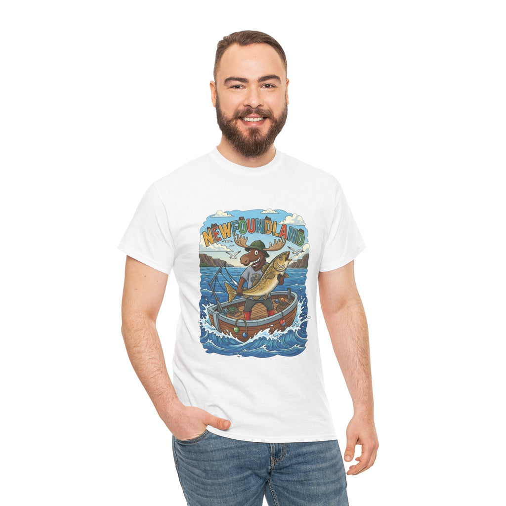 Newfoundland Fishing Moose Tee – Unisex Graphic ShirtEmber Spirit Apparel
