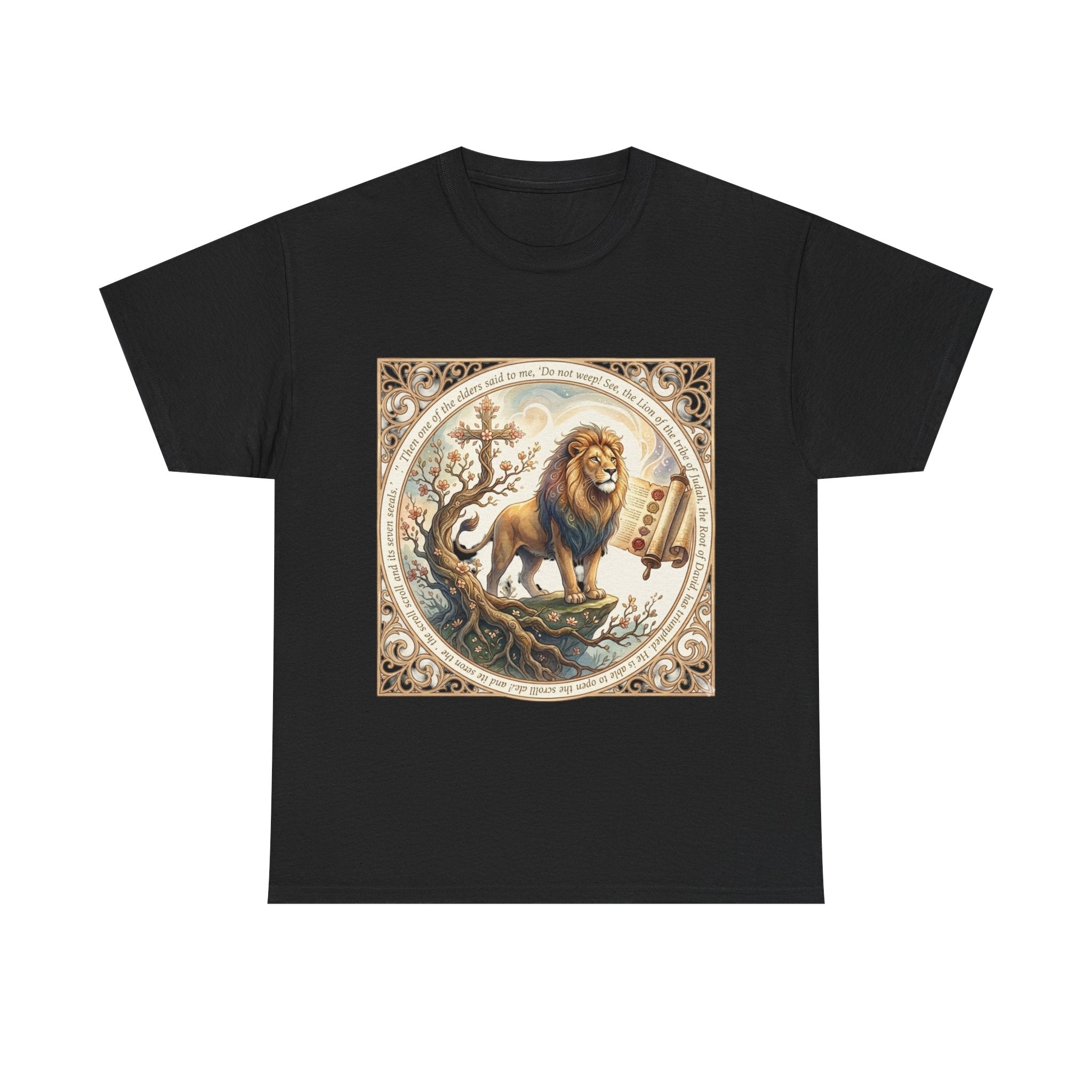 Lion of Judah Vintage Art T-Shirt — biblical Rastafari lion art shirt, Ember Spirit
