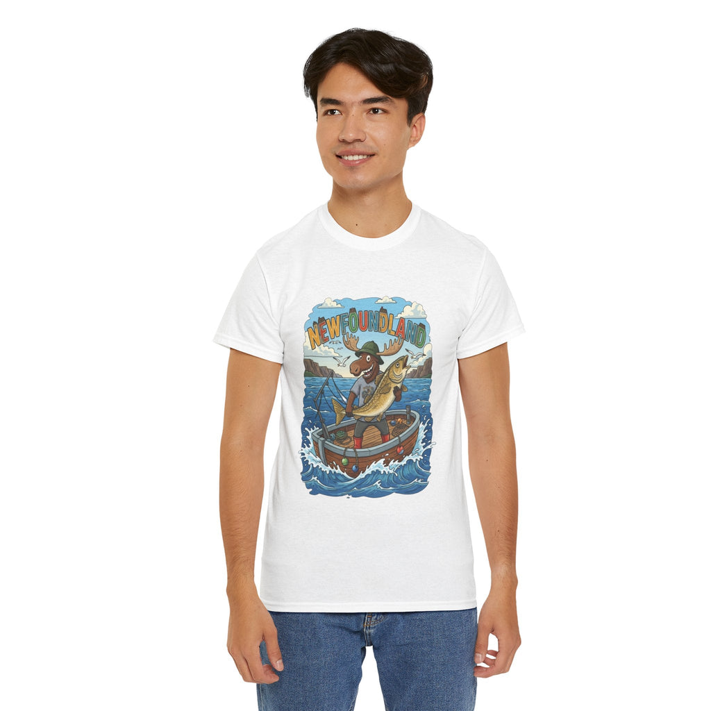 Newfoundland Fishing Moose Tee – Unisex Graphic ShirtEmber Spirit Apparel