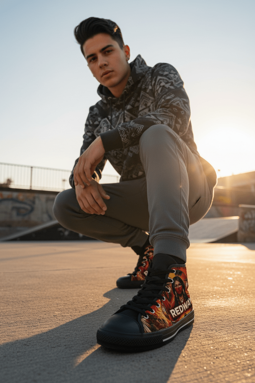 Redway Native Portrait High - Top Sneakers — Men’s Classic ShoesEmber Spirit Apparel