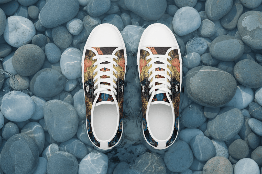 Medicine of the Raven Low Top Sneakers — Spirit Roots, Water & Sky DesignEmber Spirit Apparel
