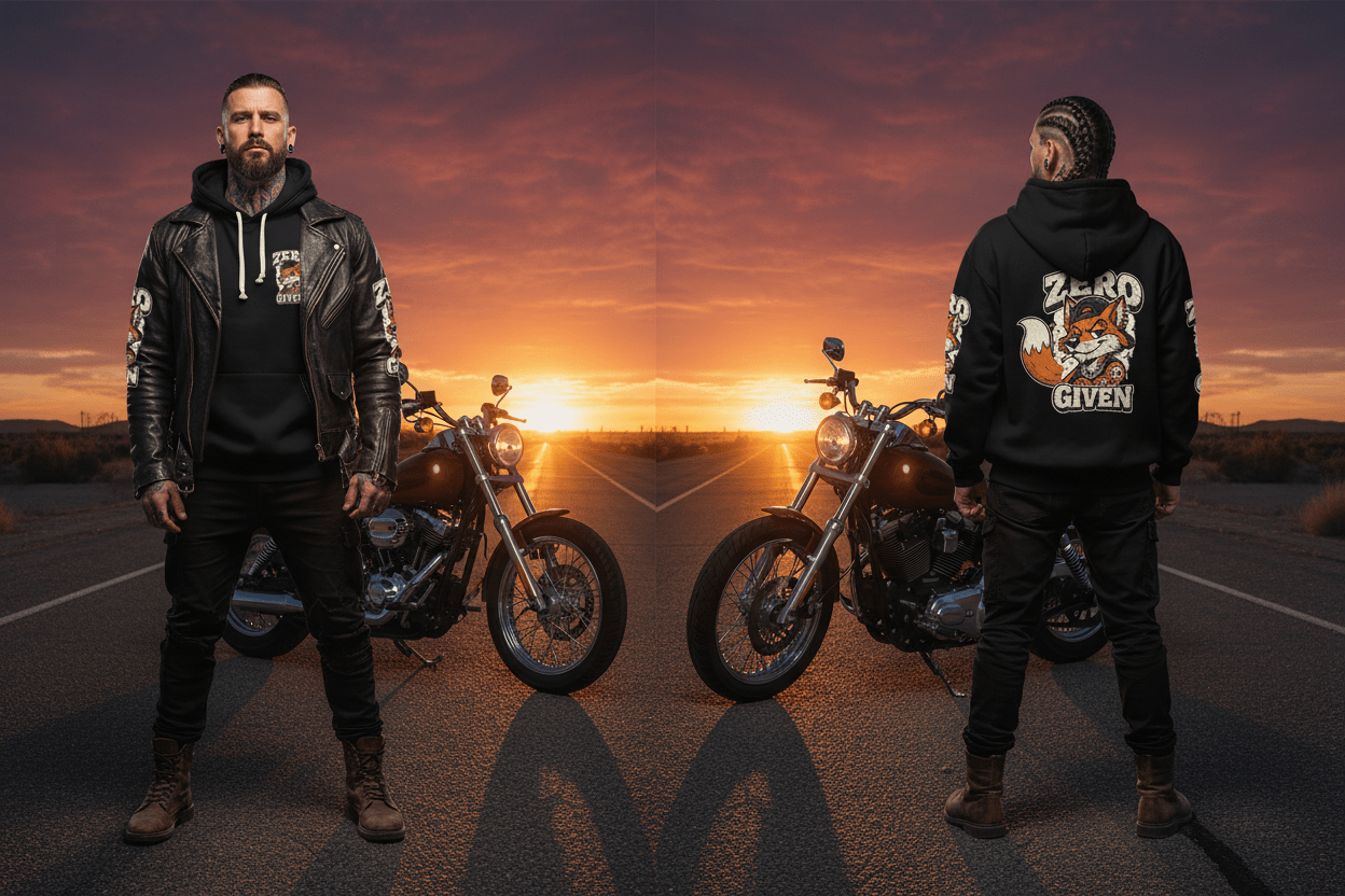 Zero Fox Given Bold Graphic Hoodie, on-model candid outdoor shot