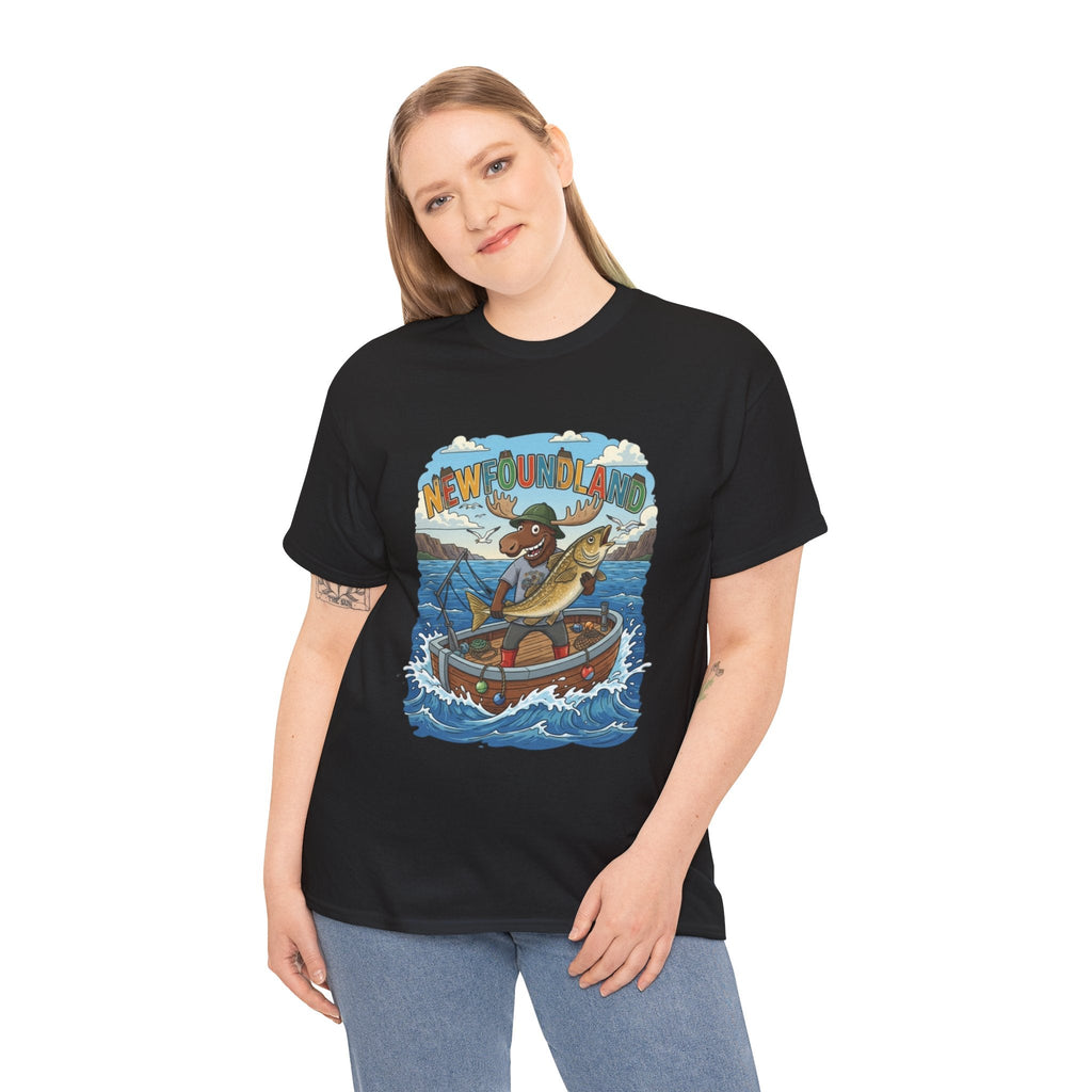 Newfoundland Fishing Moose Tee – Unisex Graphic ShirtEmber Spirit Apparel