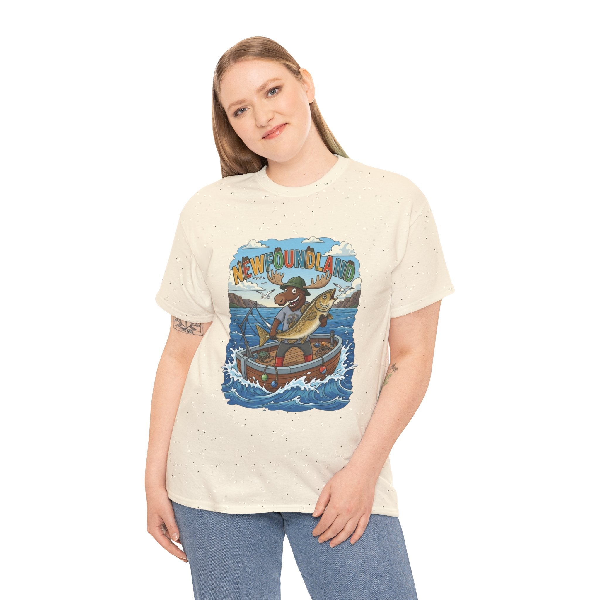 Newfoundland Fishing Moose Tee – Unisex Graphic ShirtEmber Spirit Apparel